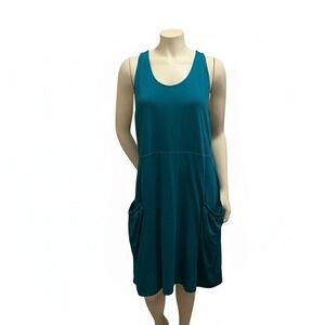 EASTERN MOUNTAIN SPORTS Womens Wool Blend SL Tank Dress Sz XL Teal Pockets Lagom